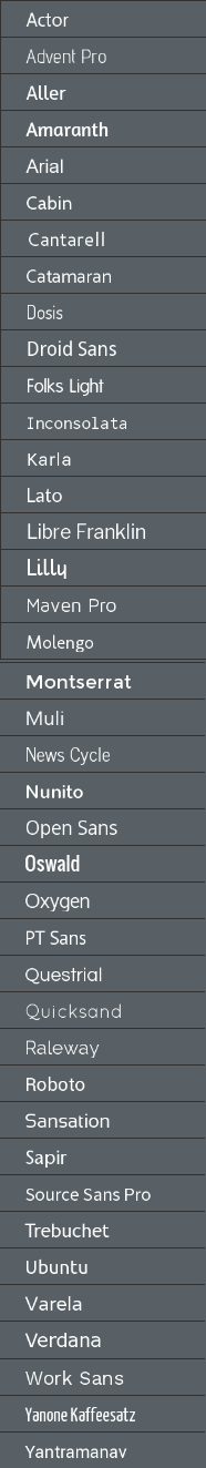 Screenshot of Weebly's sans serif fonts
