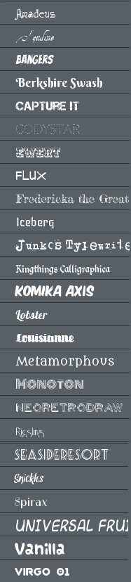 Screenshot of Weebly's decorative fonts